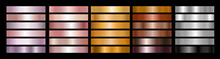 Metal Gradient Collection Of Rose Gold, Golden, Bronze And Silver Swatches