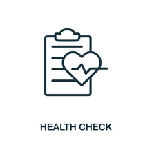 Health Check Icon Outline Style. Thin Line Creative Health Check Icon For Logo, Graphic Design And More