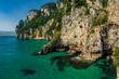 Rock cliffs and deep green Cantabrian ocean