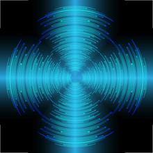 Sound Waves Oscillating Dark Blue Light