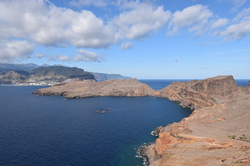 Wall Mural - Hiking trail to Sao Lourenco with the blue ocean in Madeira, Portugal