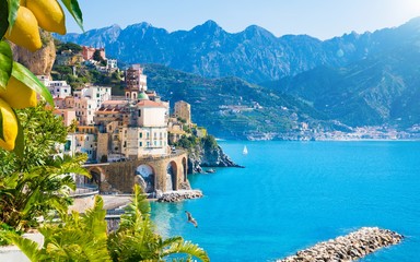 small town atrani on amalfi coast in province of salerno, campania region, italy. amalfi coast is po