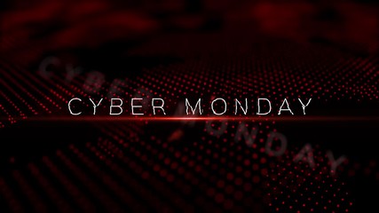 Wall Mural - cyber monday modern intro text 3d animation with lens flare and depth of field focus blur
