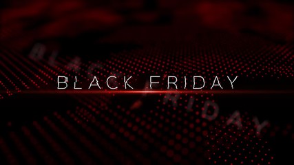 Wall Mural - black friday modern intro text 3d animation with lens flare and depth of field focus blur