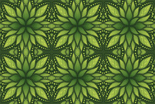 Colorful Green Art With Floral Seamless Pattern