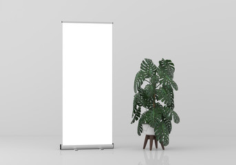 Wall Mural - roll up banner stand mockup.