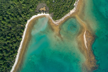 Sticker - Aerial view of freshwater lakes close to Osor on Cres Island, Croatia. 