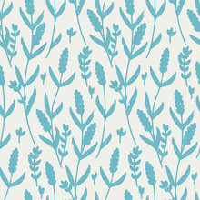 Seamless Vector Retro Pattern With Contour Lavender In Blue