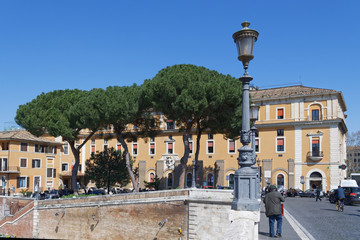 Wall Mural - Isola Tiberina von der Ponte Cestio gesehen, Rom, Italien