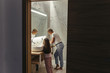 © alfa27 - Side view on mommy and kid washing in early morning in bathroom. Wake up together