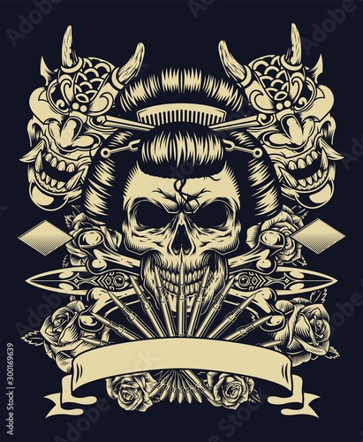 Vintage tattoo monochrome concept