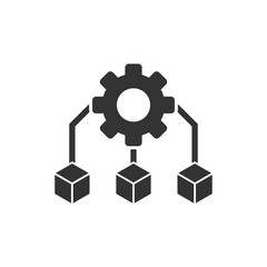 Api technology icon in flat style. Algorithm vector illustration on white isolated background. Gear with arrow business concept.