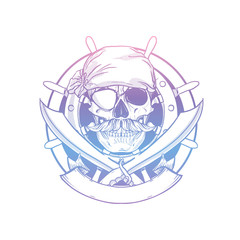 Hand drawn sketch pirate skull