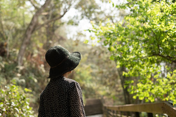 Asian woman traveling