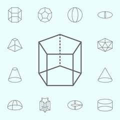 Wall Mural - geometric figures, pentagonal prism outline icon. Elements of geometric figures illustration icon. Signs and symbols can be used for web, logo, mobile app, UI, UX