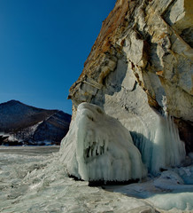 Wall Mural - Russia. Fancy icy rocks of lake Baikal.