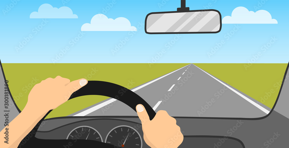 car driving on road drawing