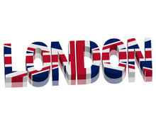 London With Union Jack British Flag Word Text Vector 3D