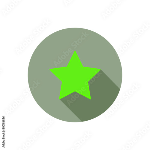 Yellow star. Vector flat style icon with shadow isolated on white background