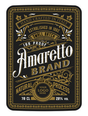 Wall Mural - Vintage bottle label design with floral elements. Alcohol industry emblem, distilling business.