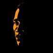 African Man portrait silhouette in contrast backlight. Vector.