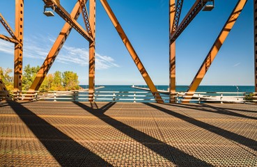 Wall Mural - A view down the Burlington Bay Canal towards Lake Ontario, from the Burlington Canal Lift Bridge