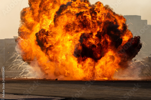 Fotomural Massive fire explosion or strike in military combat and war