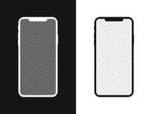Smartphone Blank Screen, Phone Mockup Isolated On White And Black Background. New Phone Model. Template For Infographics Or Presentation UI Design Interface
