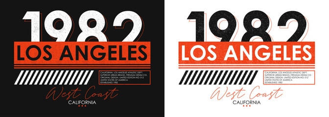 Los Angeles athletic typography for t-shirt design. Set of California t shirt print for sportswear. Athletic apparel with grunge. Vector illustration.