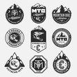 Vector mountain biking adventures, parks, clubs logo, badges and icons. Enduro, downhill, cross  country biking illustration