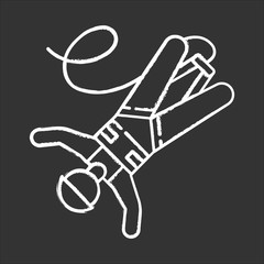 Sticker - Bungee jumping chalk icon. Extreme sport. Bungy jumper falling down. Adrenaline recreation. Risky leap with rope. Isolated vector chalkboard illustration