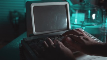 retro computer typing inside