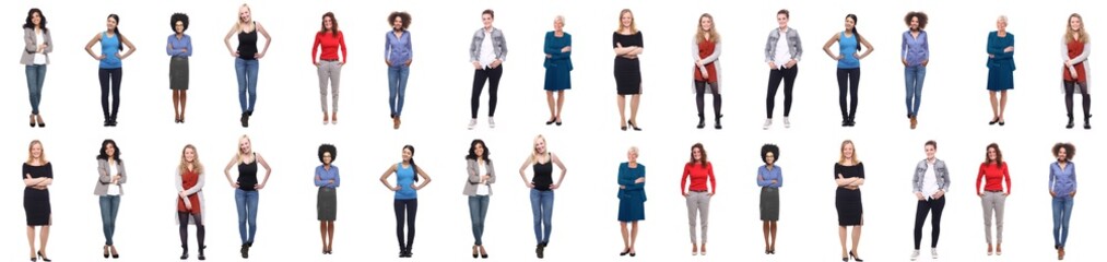 Group of beautiful happy women in front of a white background