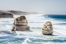 Twelve Apostles Australia Rock Formation In Sea With Mist