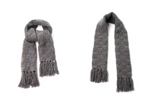 Gray Warm Scarf On A White Background