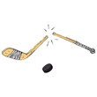 Hockey stick. Vector illustration of a broken hockey stick. Hand drawn sports equipment hockey stick.