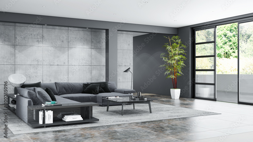 Obraz na płótnie large luxury modern bright interiors room illustration 3D rendering w salonie