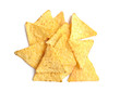© New Africa - Tasty Mexican nachos chips on white background, top view