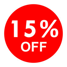 Sale - 15 Percent Off - Red Tag Isolated - Vector
