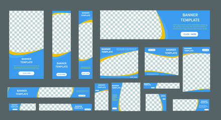 set of creative web banners of standard size with a place for photos. business ad banner. vertical, 