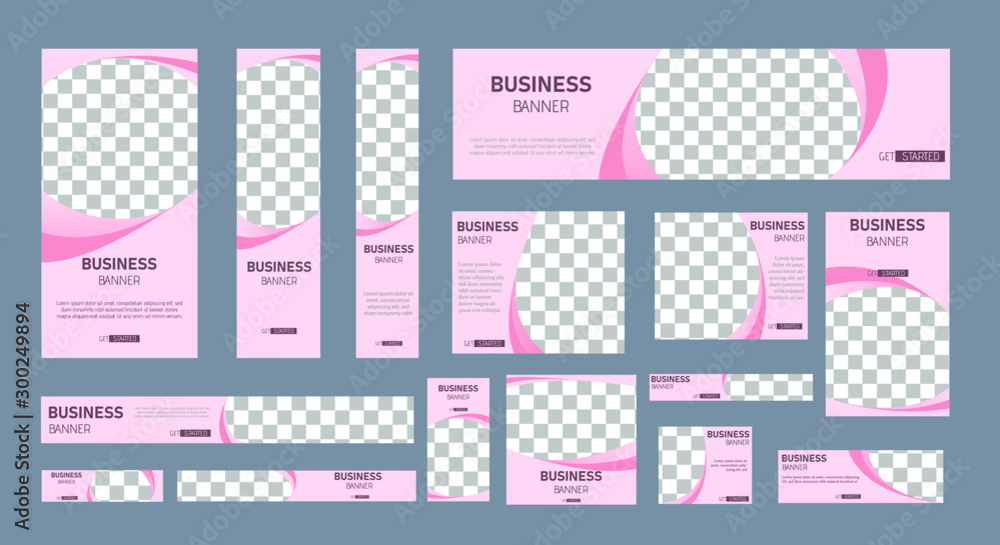 set of creative web banners of standard size with a place for photos ...