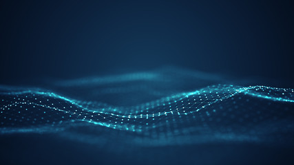 technology digital wave background concept.beautiful motion waving dots texture with glowing defocus