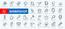 Barber Shop Elements - Minimal Thin Line Web Icon Set. Outline Icons Collection. Simple Vector Illustration.