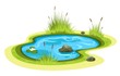 Cartoon garden pond