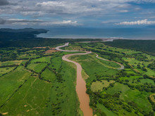 Beautiful Aerial View Of The Tempisque River With Crocodiles In Costa Rica