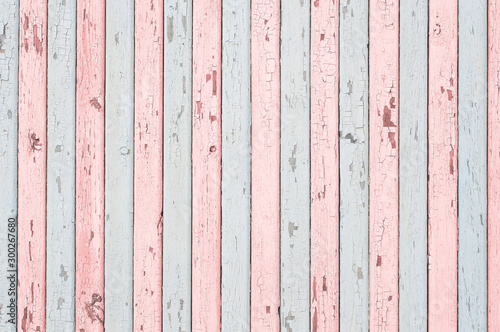 Pale blue and pink wood planks texture or background Tableau sur Toile