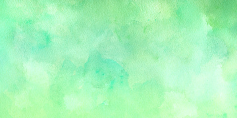 Wall Mural - Green blue watercolor background texture in light pastel colors in pretty summer or spring green