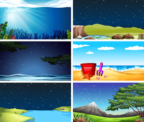 Sticker - Set of scenes in nature setting