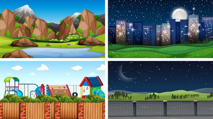 Sticker - Set of outdoor nature scenes blank empty templates