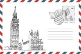 Fototapeta Fototapeta Londyn - Envelope with hand drawn Big Ben